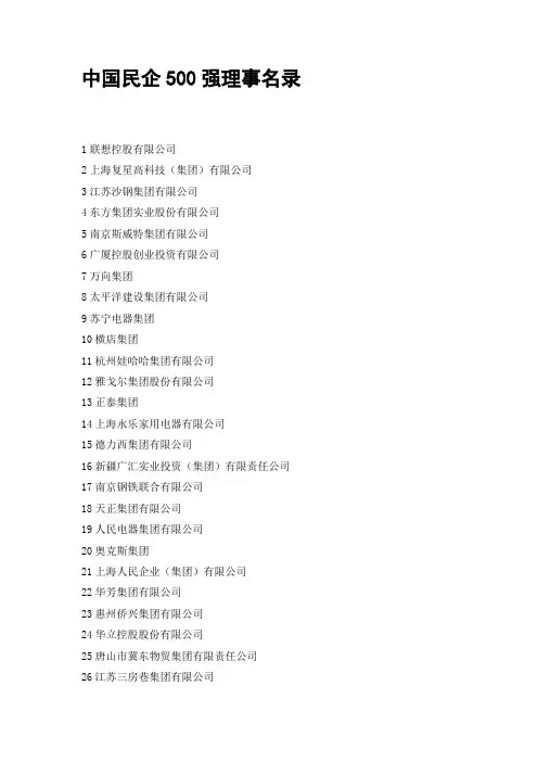 中国民企500强理事名录