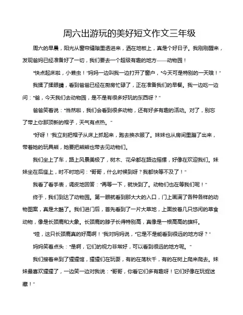 周六出游玩的美好短文作文三年级