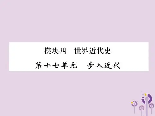 (百色专版)2019届中考历史总复习第一编教材过关模块4世界近代史第17单元步入近代课件