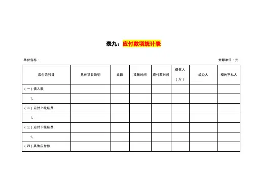 应付款项统计表模板