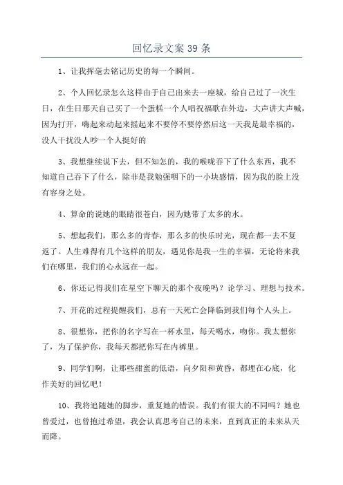 回忆录文案39条