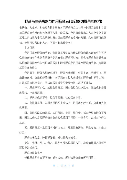 野菜马兰头功效与作用及禁忌(自己挖的野菜能吃吗)