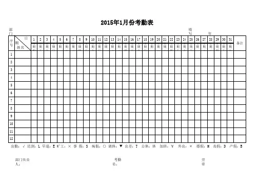 2015考勤表