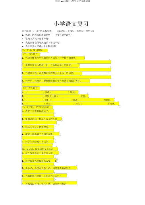 (完整word版)小学生句子专项练习