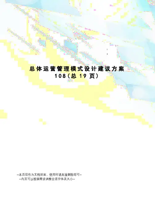 总体运营管理模式设计建议方案