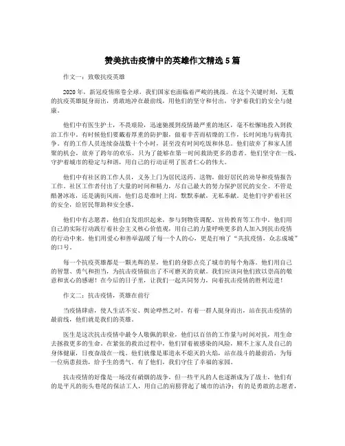赞美抗击疫情中的英雄作文精选5篇