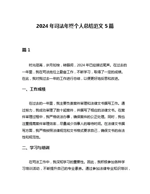 2024年司法年终个人总结范文5篇