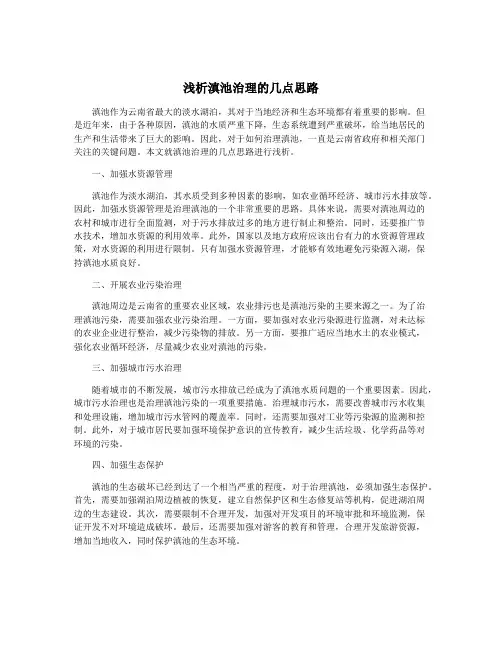 浅析滇池治理的几点思路