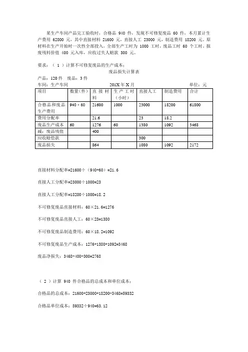 废品损失