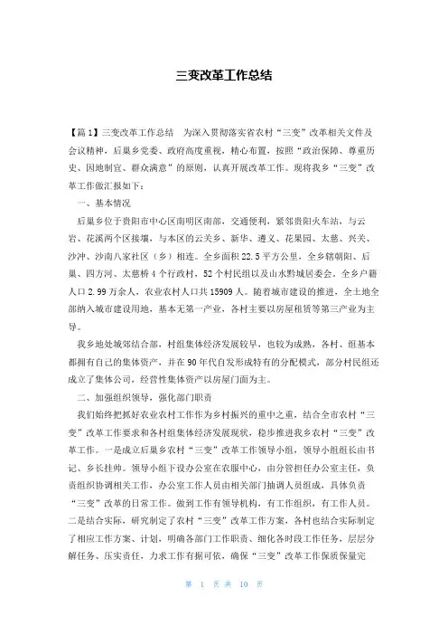 三变改革工作总结