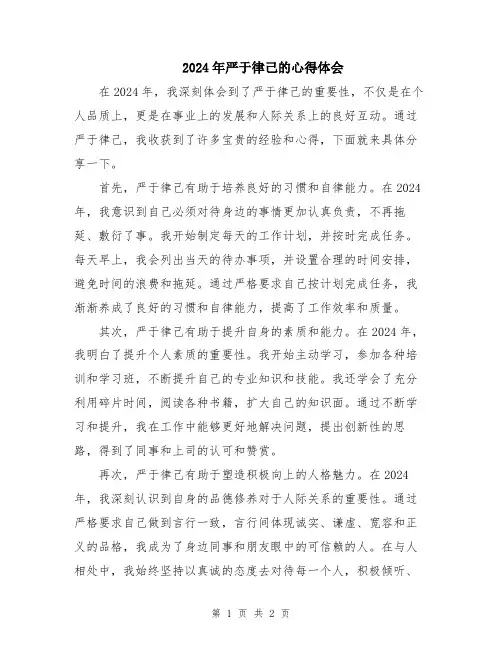 2024年严于律己的心得体会