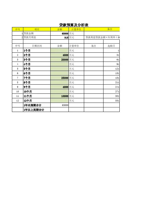 银行贷款管理分析台账