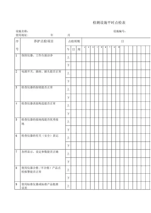 检测设备日常点检表