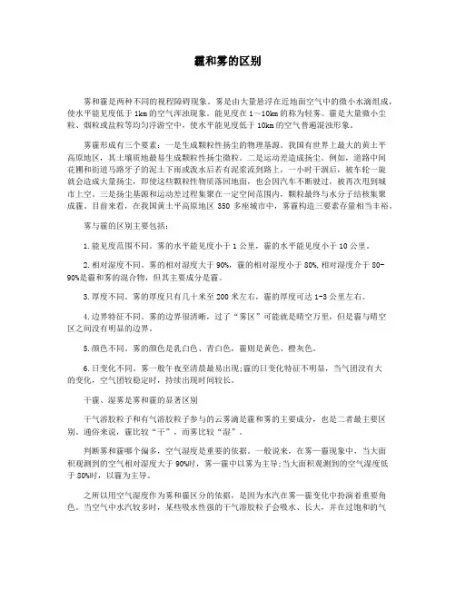 霾和雾的区别