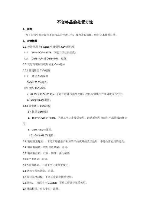 QM不合格品处置办法