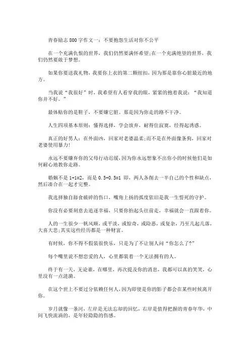 精选最新青春励志800字作文5篇