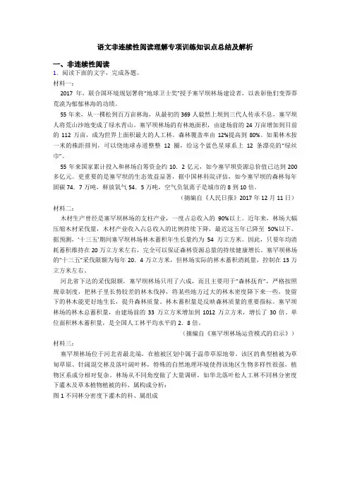 语文非连续性阅读理解专项训练知识点总结及解析