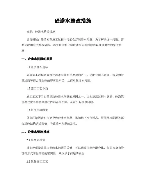 砼渗水整改措施