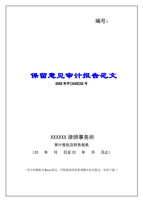 保留意见审计报告范文