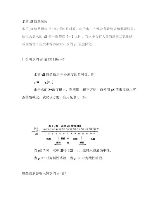 水的pH值及应用