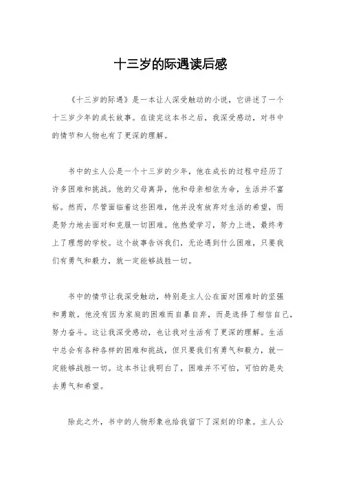 十三岁的际遇读后感