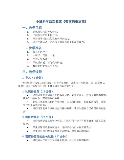 小班科学活动教案《美丽的蚕豆花》