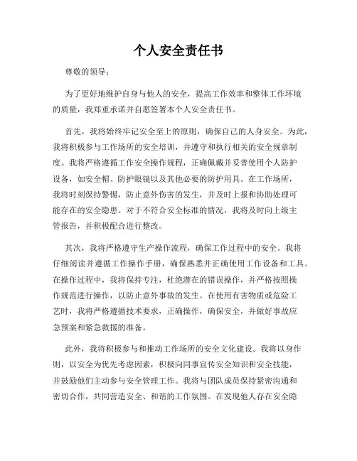 个人安全责任书