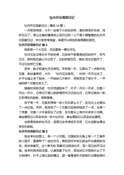 牡丹开花观察日记（精选34篇）