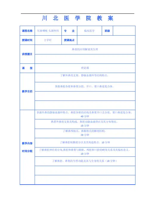 鼻部的应用解剖及生理教案.