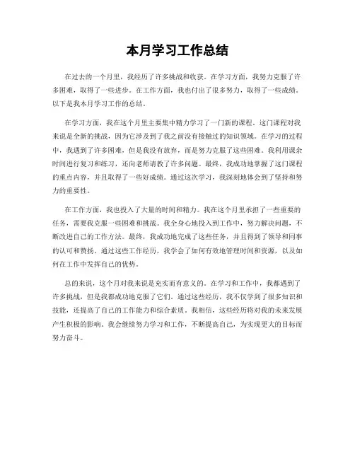 本月学习工作总结