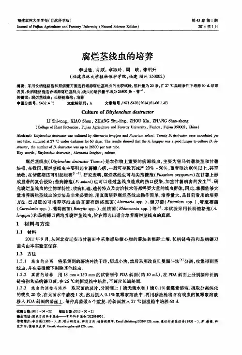 腐烂茎线虫的培养