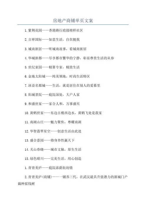 房地产商铺单页文案
