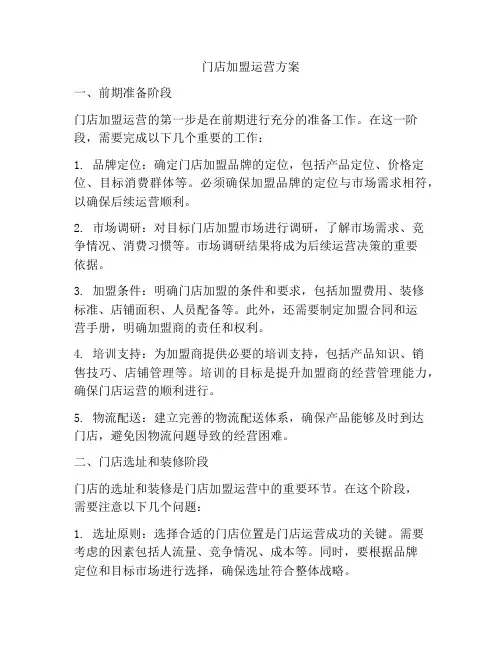门店加盟运营方案