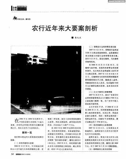 农行近年来大要案剖析