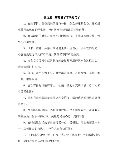 在这里一切都慢了下来的句子