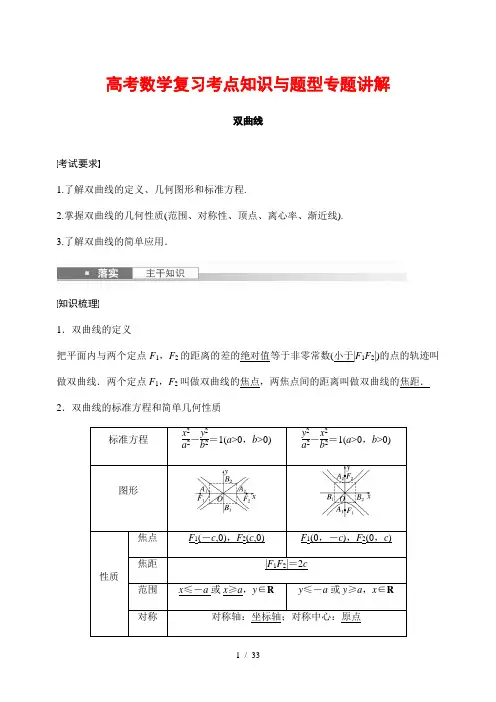 高考数学复习考点知识与题型专题讲解59---双曲线
