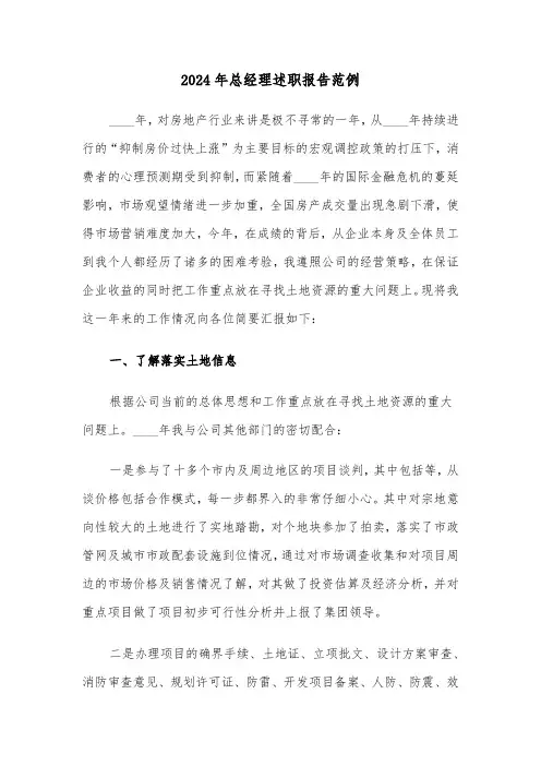 2024年总经理述职报告范例（五篇）