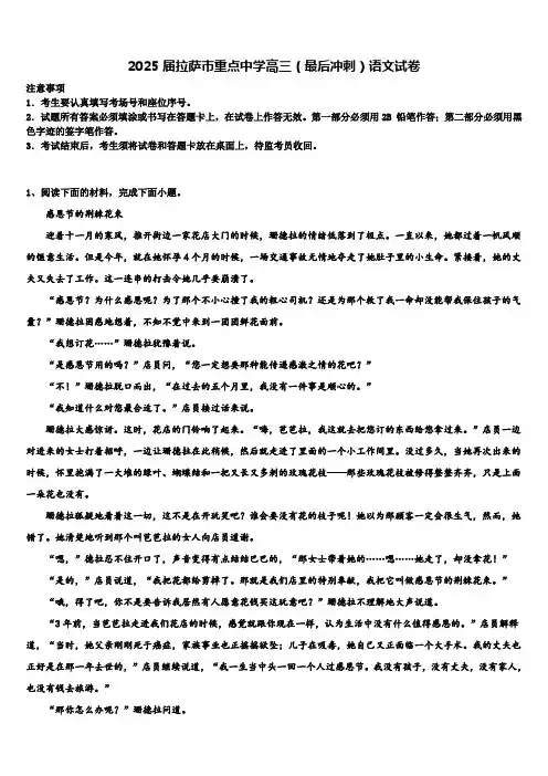 2025届拉萨市重点中学高三(最后冲刺)语文试卷含解析