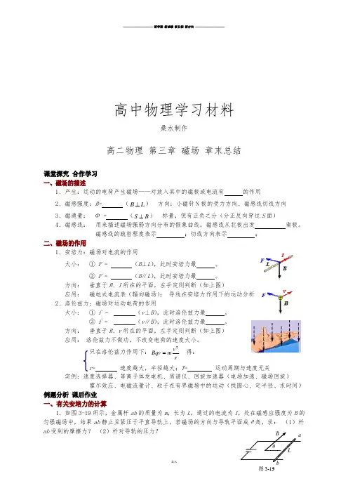 人教版高中物理选修3-1第三章《磁场》单元复习.docx