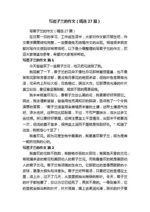 写君子兰的作文（精选27篇）
