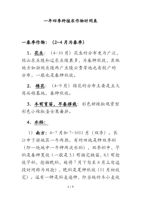一年四季农作物种植时间表(收藏)