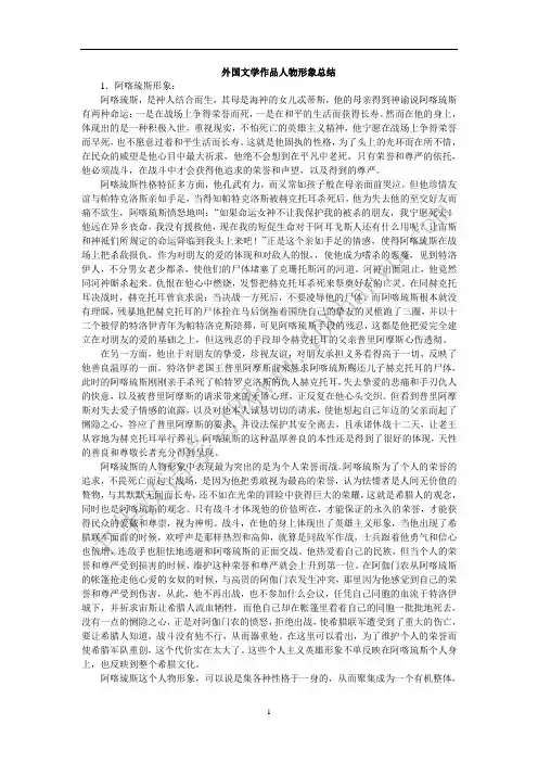 外国文学作品人物形象总结