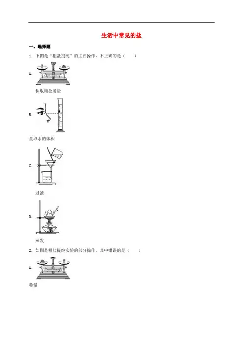 【中考复习】2017年中考化学专题练习 生活中常见的盐(含解析)