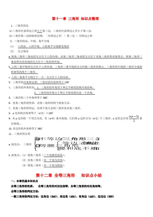 人教版八年级数学上册第11--13章  知识点整理