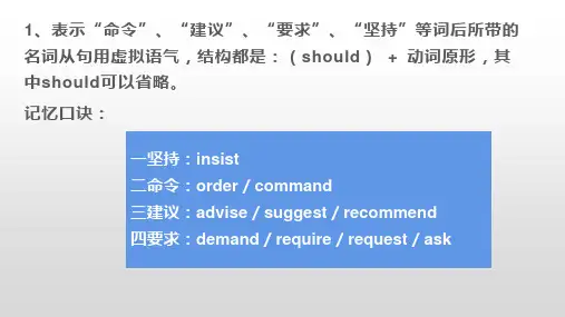 一坚持二命令三建议四要求的虚拟语气