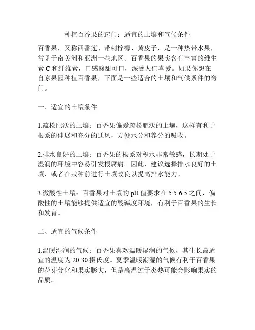 种植百香果的窍门：适宜的土壤和气候条件