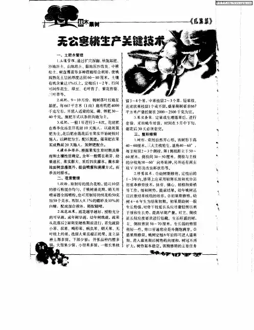 无公害桃生产关键技术