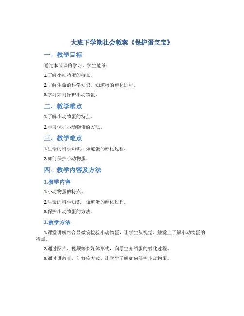 大班下学期社会教案《保护蛋宝宝》