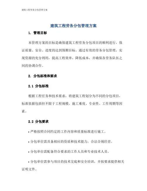 建筑工程劳务分包管理方案