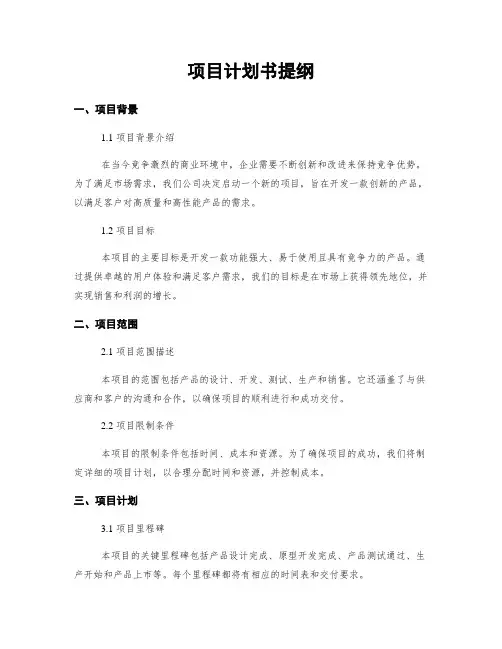 项目计划书提纲